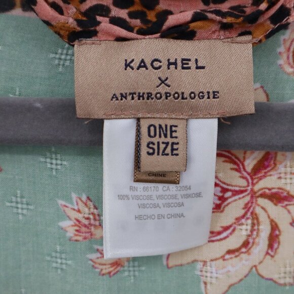 Kachel X Anthropologie Leopard Floral Kimono Womens OS Green Boho Eclectic Gypsy - Picture 3 of 16